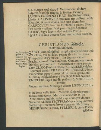 IV. Christianus Zschoche/ Rosvino-Misnicus.