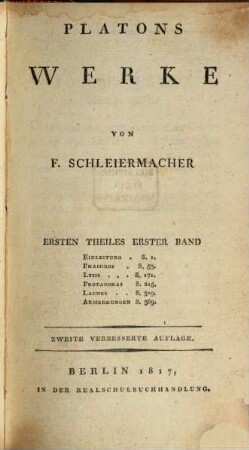 Platons Werke, 1,1. Einleitung. Phaidros. Lysis. Protagoras. Laches. Anmerkungen