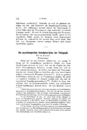 Die psychologien Grundprinzipien der Pädagogik : (Fortsetzung)