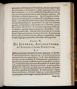 Caput V. De Jctorum, Advocatorum Et Procuratorum Dignitate.