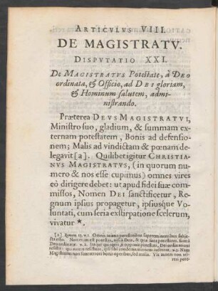 Articulus VIII. De Magistratu.