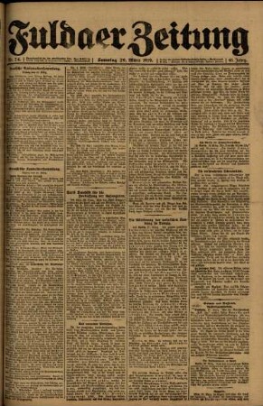 Erste Ausgabe vom Samstag, den 29. März 1919.