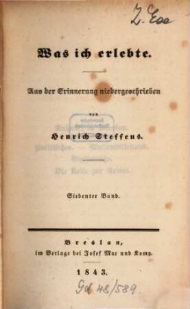 Was ich erlebte : aus der Erinnerung niedergeschrieben, 7