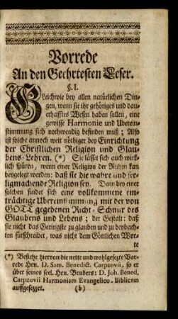 Vorrede An den Geehrtesten Leser