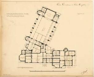 Seemannshaus, Wilhelmshaven Monatskonkurrenz Juni 1901: Grundriss Untergeschoss; Maßstabsleiste