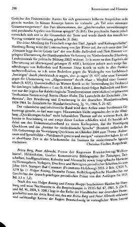 Berg, Britta ; Albrecht, Peter :: Presse der Regionen Braunschweig/Wolfenbüttel, Hildesheim, Goslar, kommentierte Bibliographie der Zeitungen, Zeitschriften, Intelligenzblätter, Kalender und Almanache sowie biographische Hinweise zu Herausgebern, Verlegern, Druckern und Beiträgern periodischer Schriften bis zum Jahre 1815, 2 Bde.., (Biobibliographische Handbücher zur Geschichte der deutschsprachigen periodischen Presse von den Anfängen bis 1815, 3,1 u. 3,2) : Stuttgart-Bad Cannstadt, Frommann-Holzboog, 2003