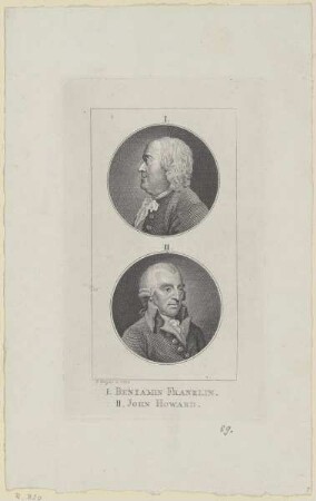 Bildnis von Beniamin Franklin und Bildnis von John Howard (1726-1790)