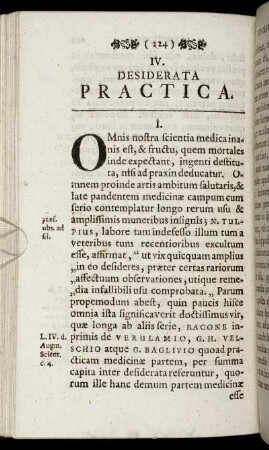 IV. Desiderata Practica.