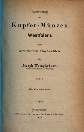 Beschreibung der Kupfer-Münzen Westfalens : nebst historischen Nachrichten, 2