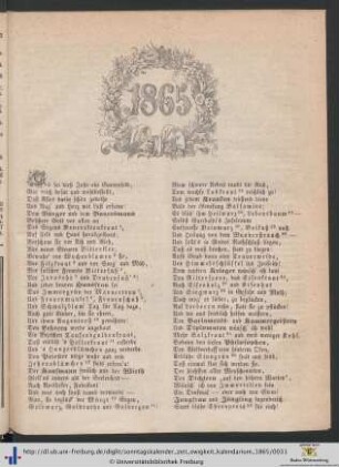 Sonntagskalender 1865.