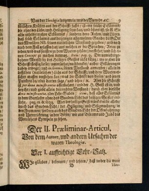 9-19, Der II. Praeliminar-Articul