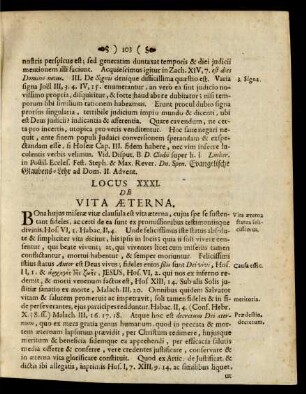 Locus XXXI. De Vita Aeterna