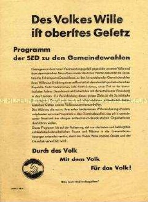 Programmatische Schrift der SED zu den Gemeindewahlen 1946