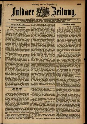 Erste Ausgabe vom Samstag, den 29. Dezember 1888.