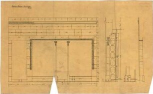 Billing, Hermann; Karlsruhe, Kaiserstr. 165; Geschäftshaus des Hofjuweliers Ludwig Bertsch, Umbau - Fassade, Detail Ansicht; Schnitt)