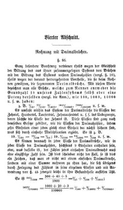 Vierter Abschnitt. Rechnung mit Decimalbrüchen.