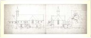 Döllgast, Hans; Mainkofen (Bayern); Kirche, Umbau - Südseite; Ostseite (Lageplan; Schnitte)