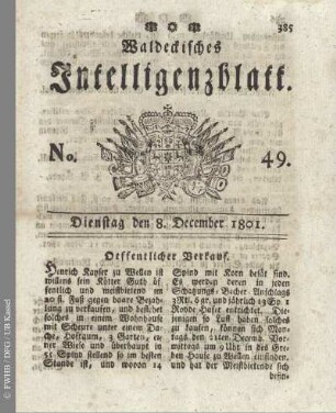 No. 49, Dienstag den 8. December 1801