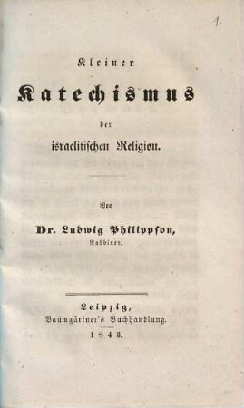 Kleiner Katechismus der israelitischen Religion