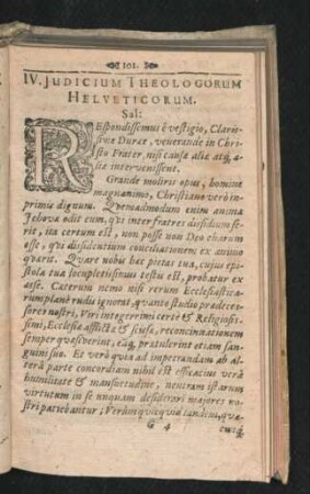 IV. Iudicium Theologorum Helveticorum.