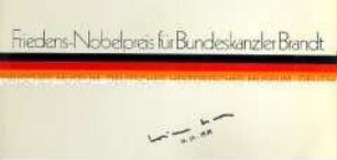 Schallplatte vom Festakt zur Überreichung des Friedens-Nobelpreises an Willy Brandt, nachträglich handsigniert vom Ex-Bundeskanzler
