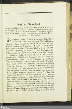 Aus der Barockzeit