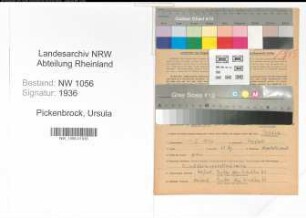 Entnazifizierung Ursula Pickenbrock , geb. 03.02.1914 (Apothekerin)