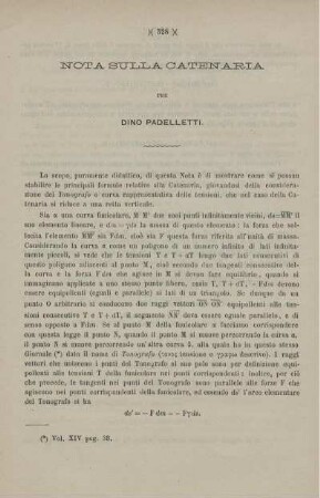 Nota sulla catenaria.