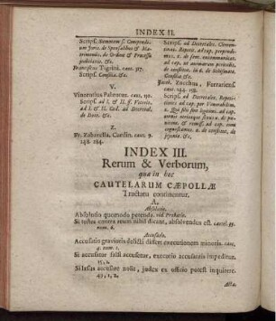 Indes III. Rerum Verborum, qua in boc Cautelarum Caepollae Tractatu continentur