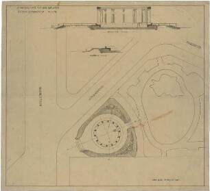 Billing, Hermann; Karlsruhe, Stephanplatz; Brunnen auf dem Stephanplatz - Lageplan; Schnitte