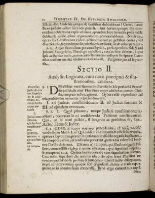 Sectio II. Analysin Logicam, cum notis præcipuis & illustrationibus, exhibens.