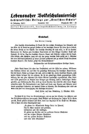 Erntedank : Lebensnaher Volksschulunterricht - Lehrpraktische Beilage zur Deutschen Schule