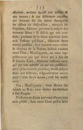 Lettre A Monsieur, Frere Du Roi