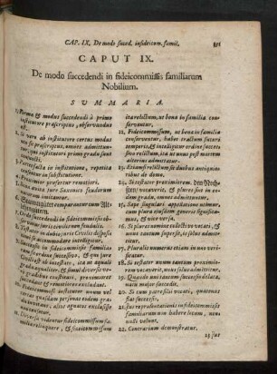 Caput IX. De modo succedendi in fideicommissis familiarum Nobilium