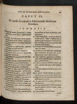 Caput IX. De modo succedendi in fideicommissis familiarum Nobilium