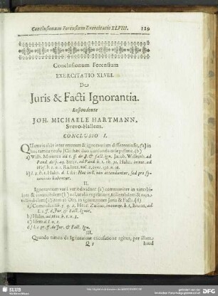 Conclusionum Forensium Exercitatio XLVIII. De Juris & Facti Ignorantia