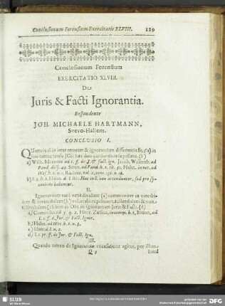Conclusionum Forensium Exercitatio XLVIII. De Juris & Facti Ignorantia