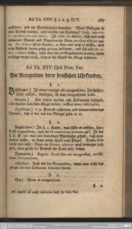 Ad. Tit. XXV. Ord. Proc. Vet. Von Recognition derer brieflichen Uhrkunden