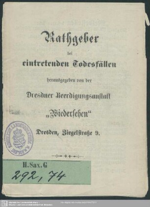 Rathgeber bei eintretenden Todesfällen