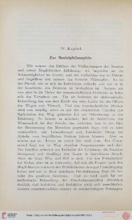 IV. Kapitel: Zur Sozialphilosophie
