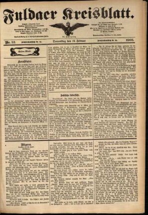 Erste Ausgabe vom Donnerstag, den 19. Februar 1903.