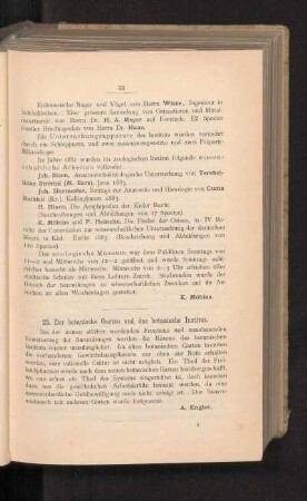23. Der botanische Garten und das botanische Institut.