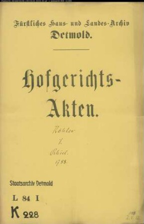 Köhler, Amtsrat gegen Postmeister Rhiel - Schuldforderung