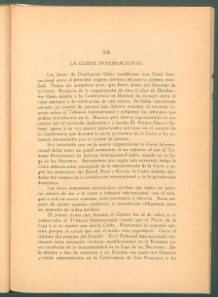 XII La Corte Internacional