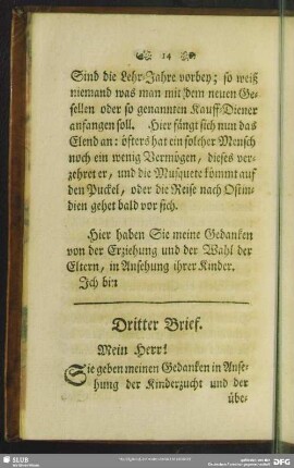Dritter Brief. Mein Herr!