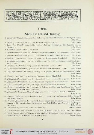 Arbeiten in Ton und Steinzeug (Nr. 1-632)