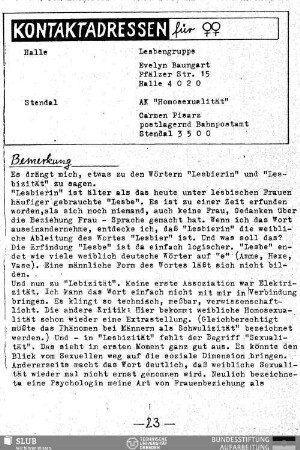 Kontaktadressen für Frauen