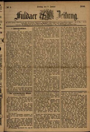 Ausgabe vom Freitag, den 08. Januar 1886.