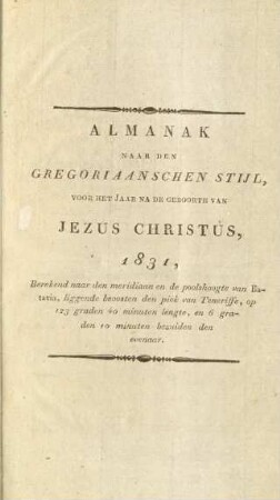 Almanak voor het jaar 1831