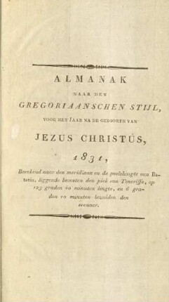 Almanak voor het jaar 1831